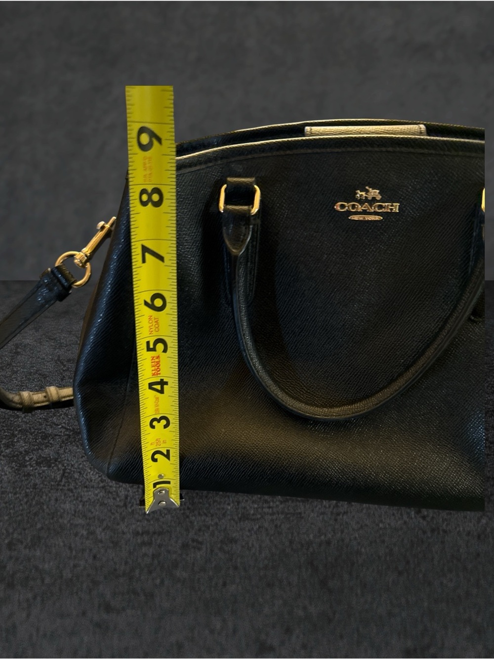 COACH F57527 SMALL MARGOT CARRYALL CROSSGRAIN LEATHER BLACK HANDBAG WITH WALLET - Picture 13 of 16